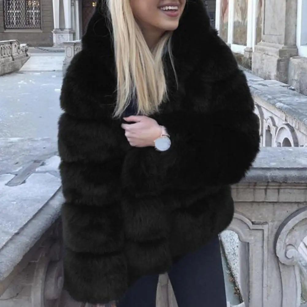 GENZI FAUX FUR BUBBLE HOODED COAT