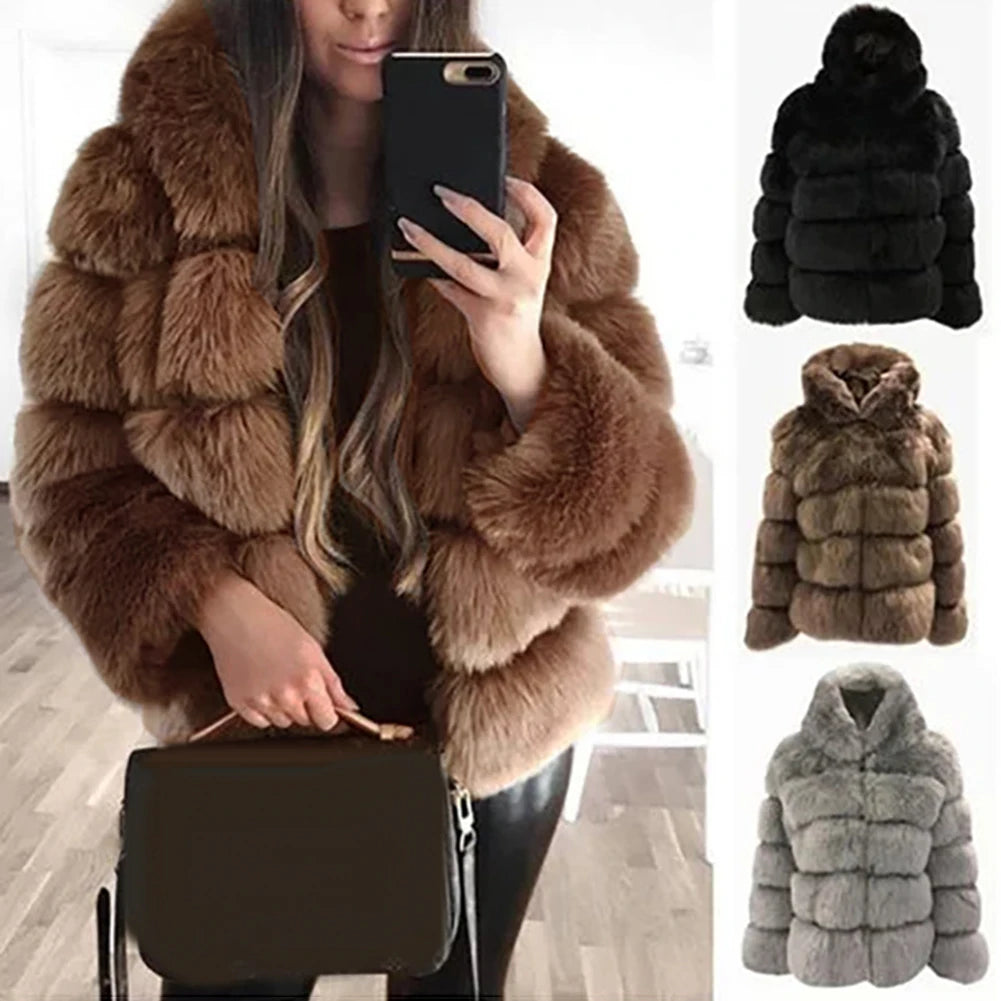 GENZI FAUX FUR BUBBLE HOODED COAT