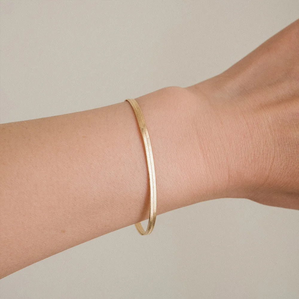 Stainless Steel Flat Chain Gold Bracelets