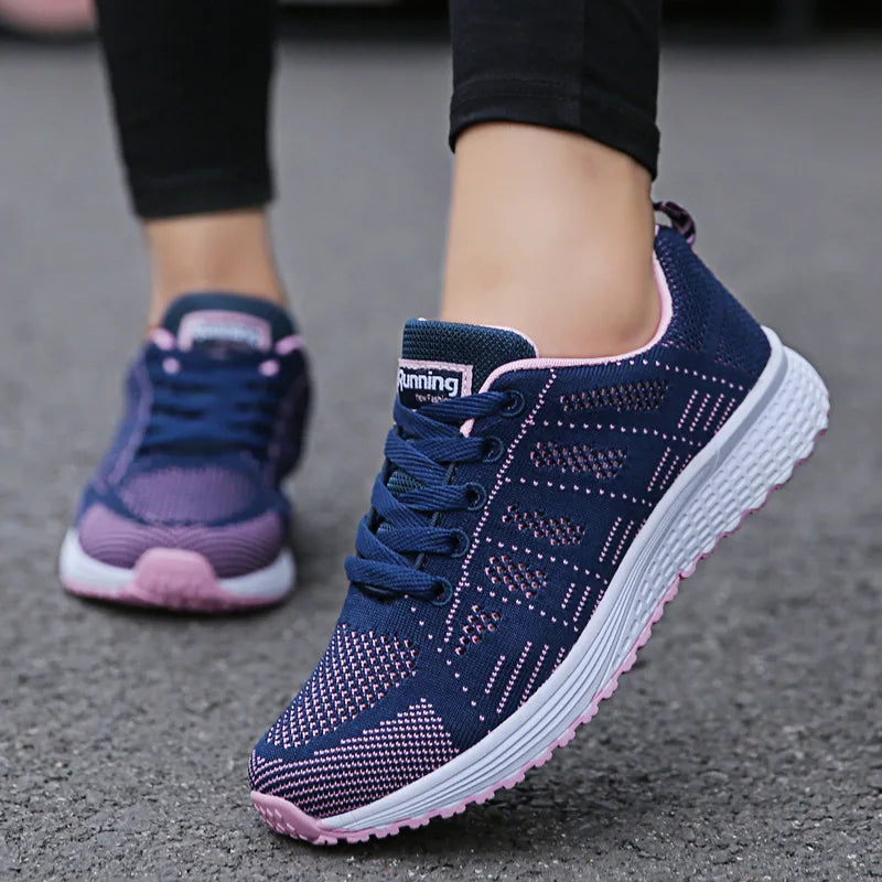 knitted Laced Up Sports Trainers