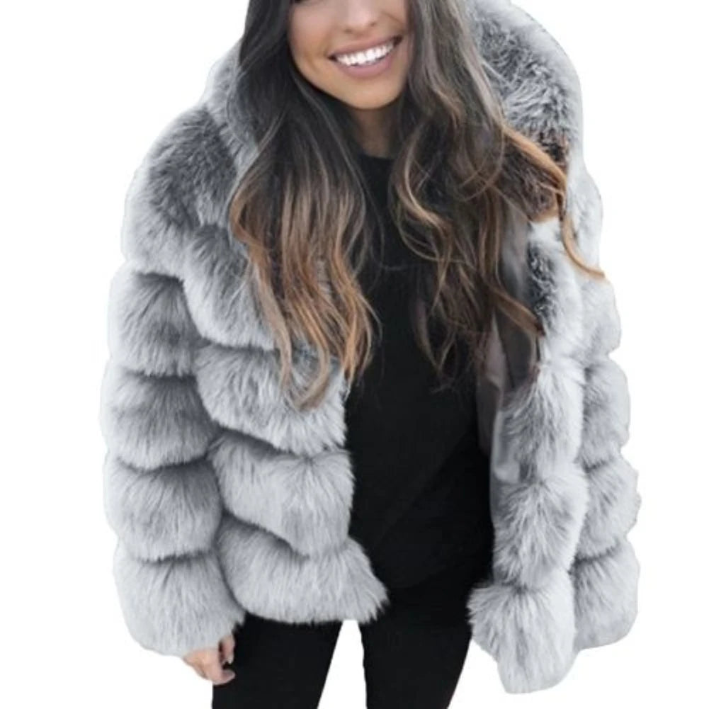 GENZI FAUX FUR BUBBLE HOODED COAT