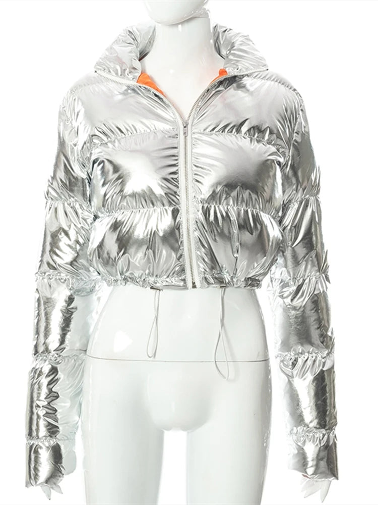 GENZI VINYL CROP PUFFER JACKET