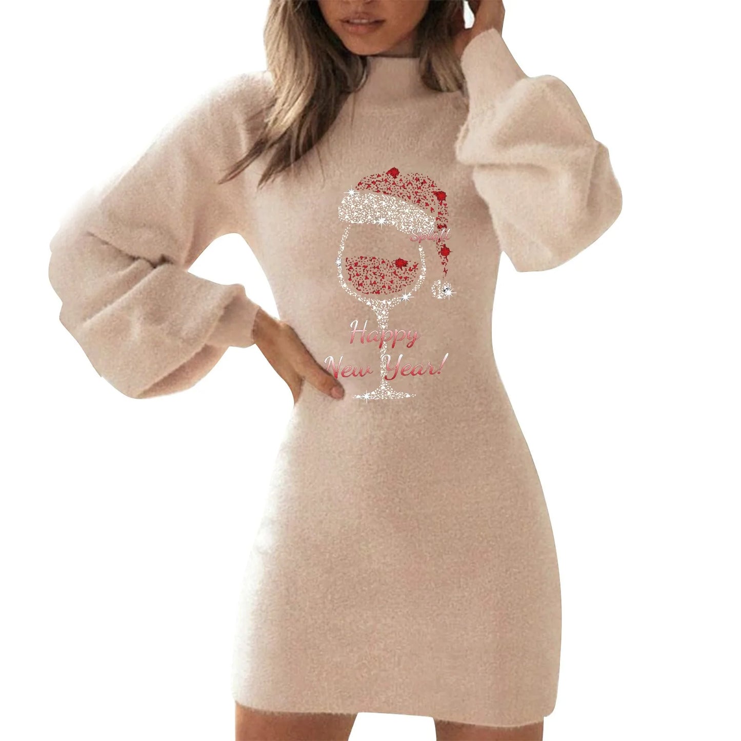 Genzi Long Sleeve Christmas Print Dress