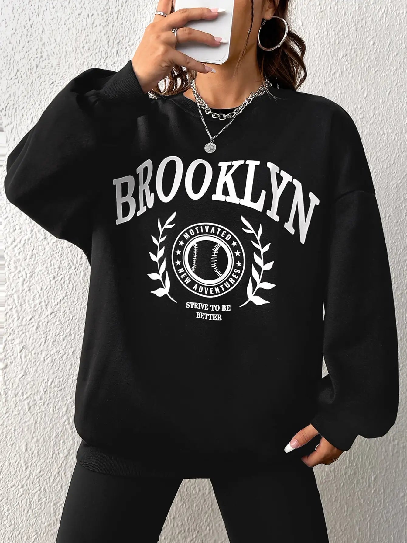 Genzi  Black Brooklyn Print Sweatshirt