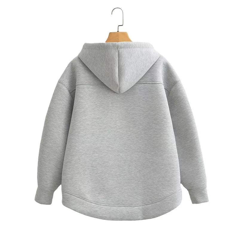 Zipper Hoodie Double Pockets Oversize Sweatshirts Outerwear