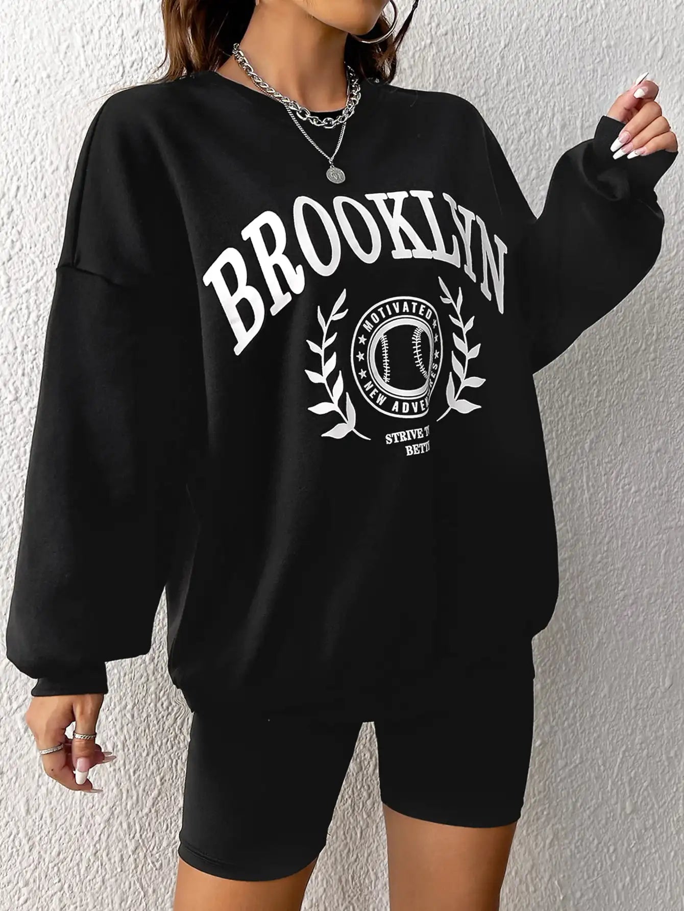 Genzi  Black Brooklyn Print Sweatshirt