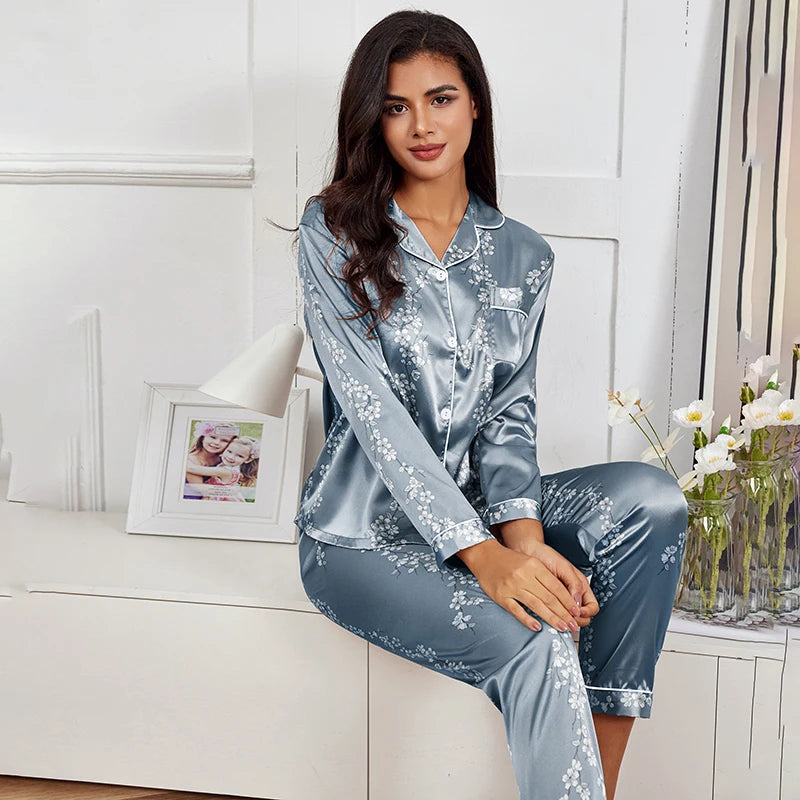 Genzi Flower print satin PJ set