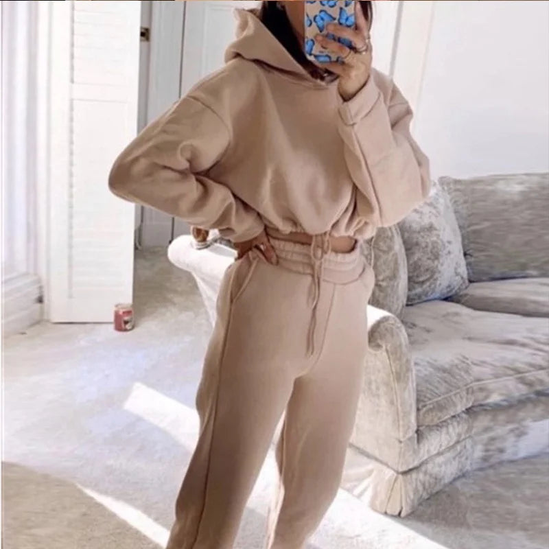 Genzi Cropped Hoodie Cuffed Jogger Tracksuit