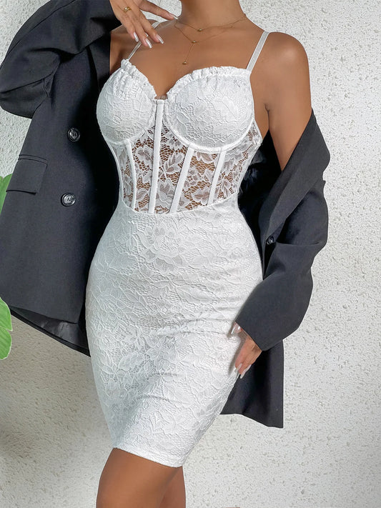 Genzi White Lace Corset Dress