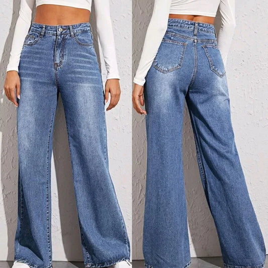 Genzi Blue High Waist Wide Leg Jeans