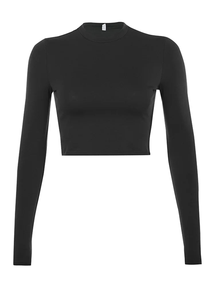 Genzi Rib Knit Long Sleeve Crop Top