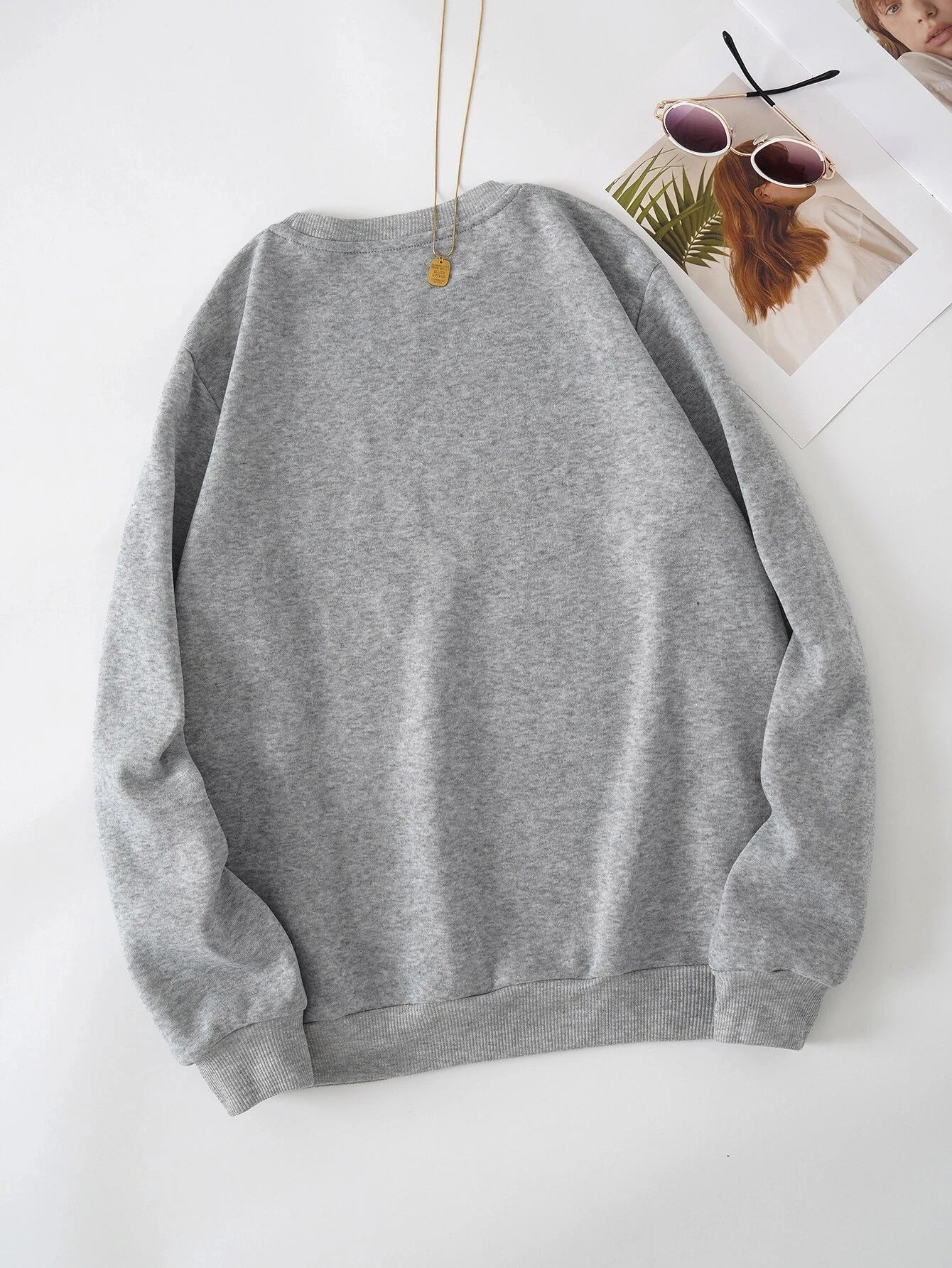 GENZI LIGHT GREY NEW YORK PRINTED OVERSIZE SWEATSHIRT