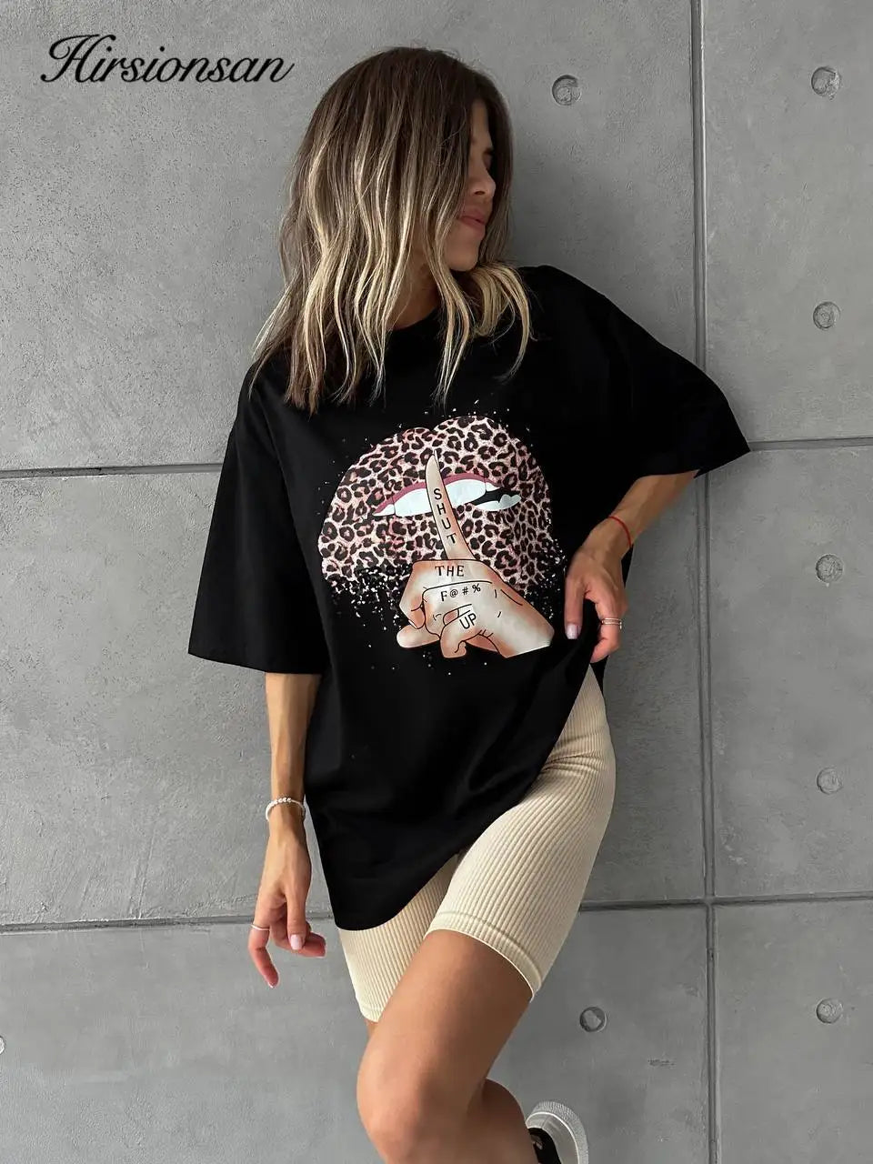 GENZI Lip Drip Printed Oversize T-Shirt