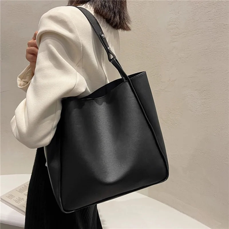 Black Faux leather Shopper Bag