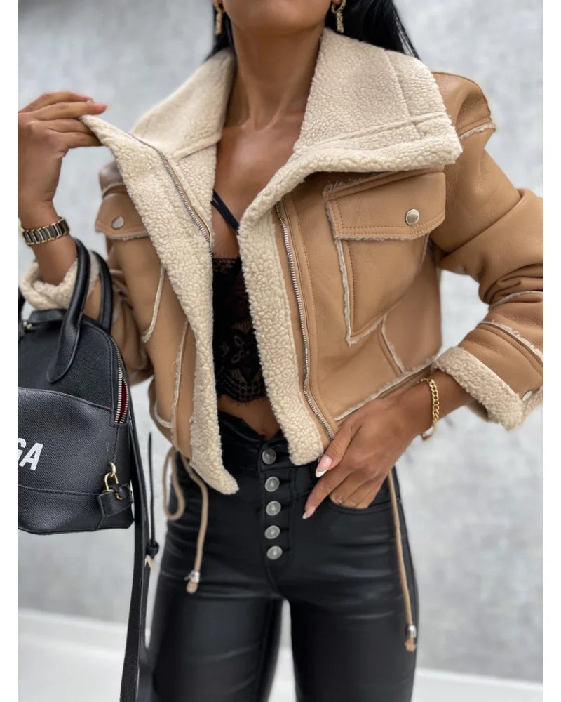 Genzi Contrast Shearling Jacket