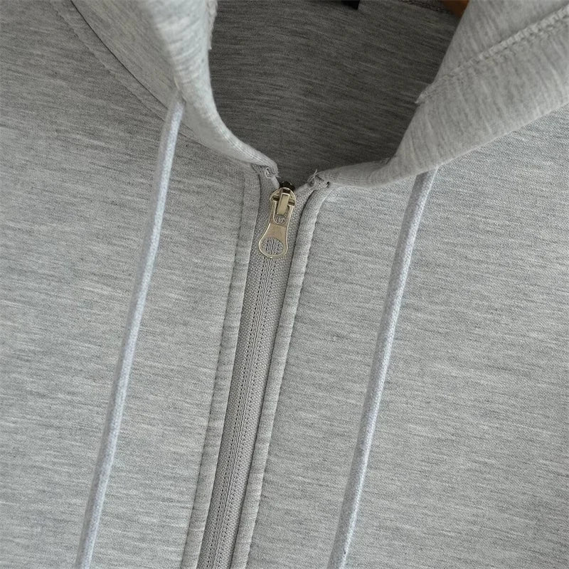 Zipper Hoodie Double Pockets Oversize Sweatshirts Outerwear