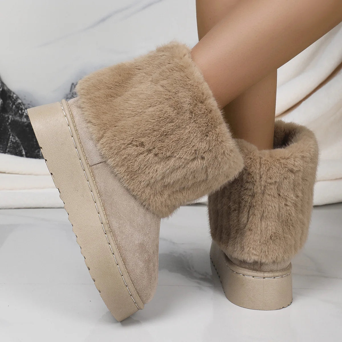 Genzi Faux Fur Suede Ankle Boots