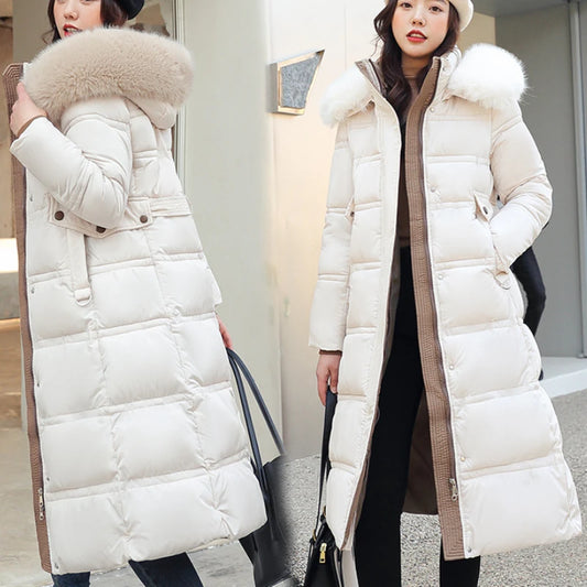 Genzi Long Puffa Coat With faux Fur Hood