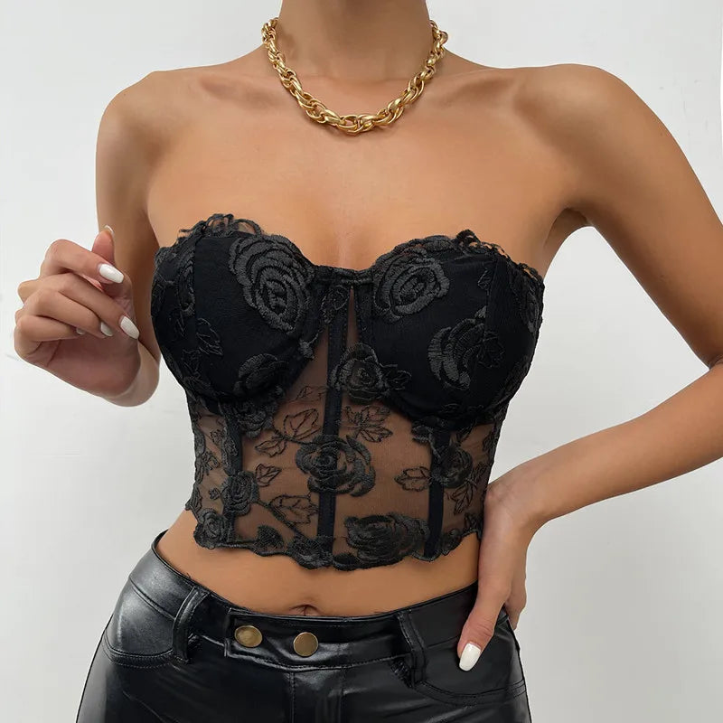 Genzi Strapless Lace Corset Top