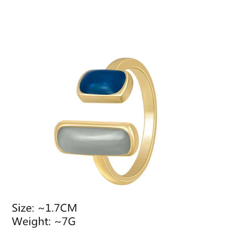 Genzi Drip Glaze Ring Retro Geometric Gold Colour Rings