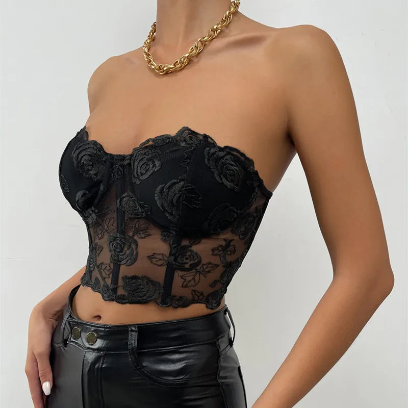 Genzi Strapless Lace Corset Top