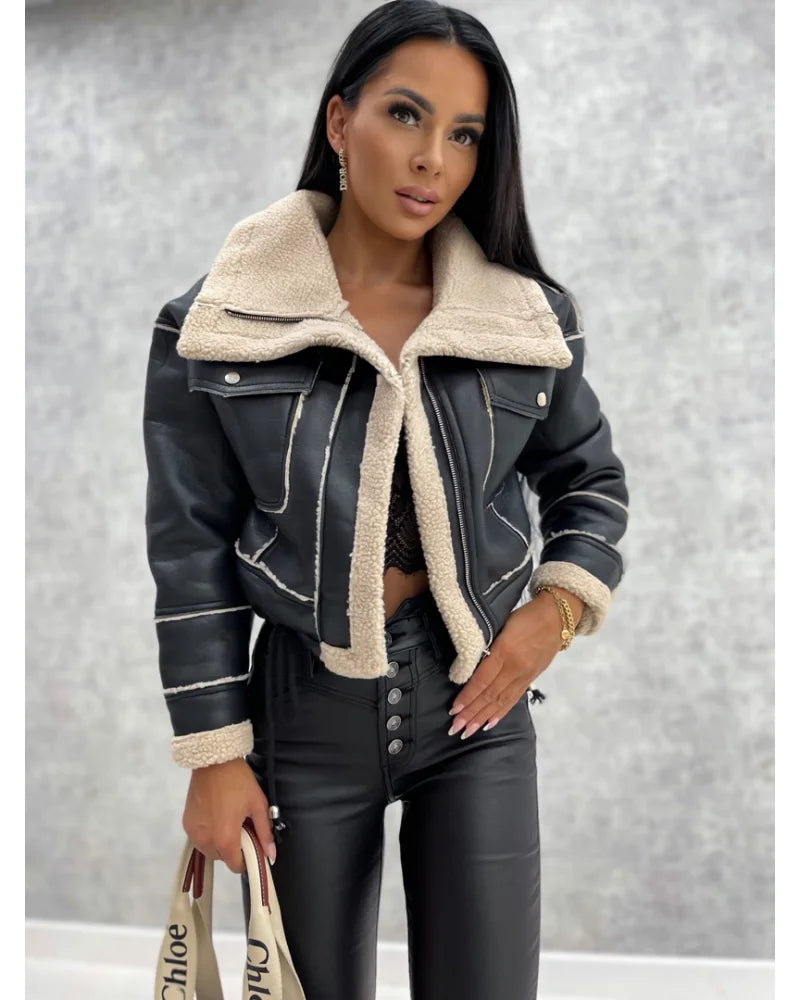 Genzi Contrast Shearling Jacket