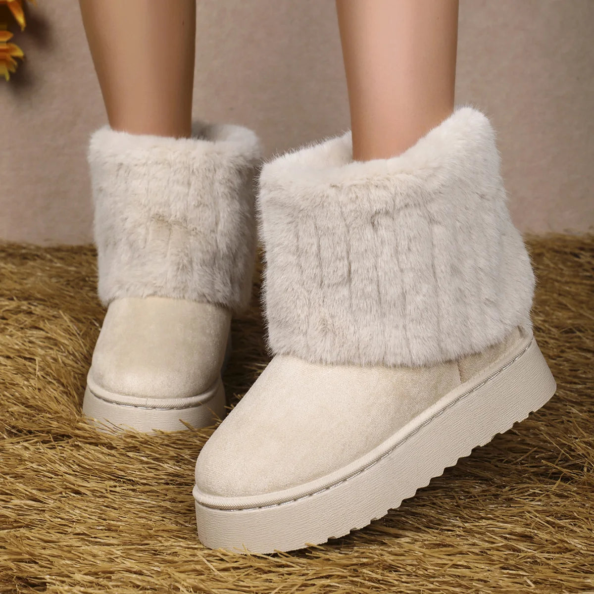 Genzi Faux Fur Suede Ankle Boots