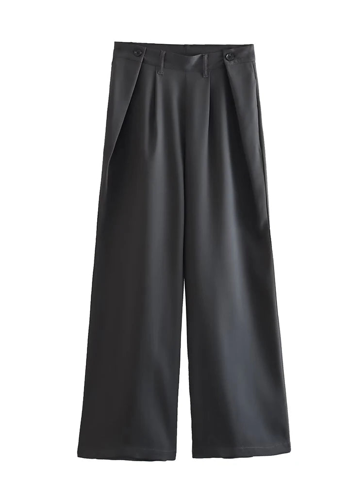 Curved Hem Cropped Blazer Wide Leg Trouser Suit