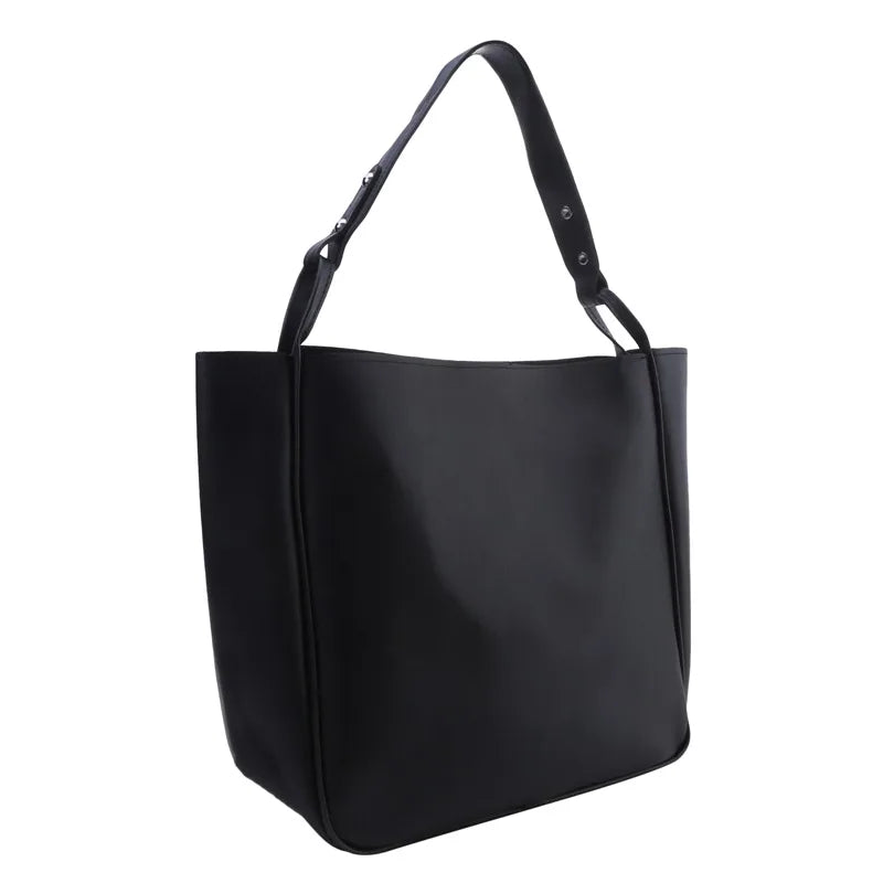 Black Faux leather Shopper Bag