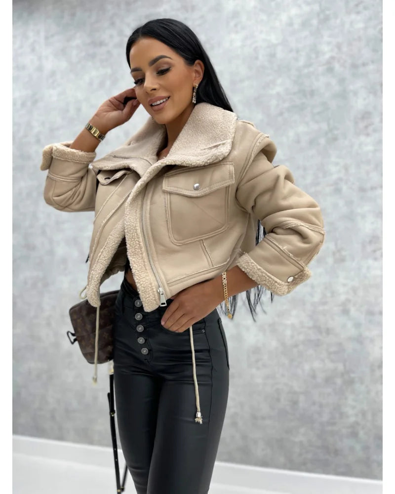 Genzi Contrast Shearling Jacket