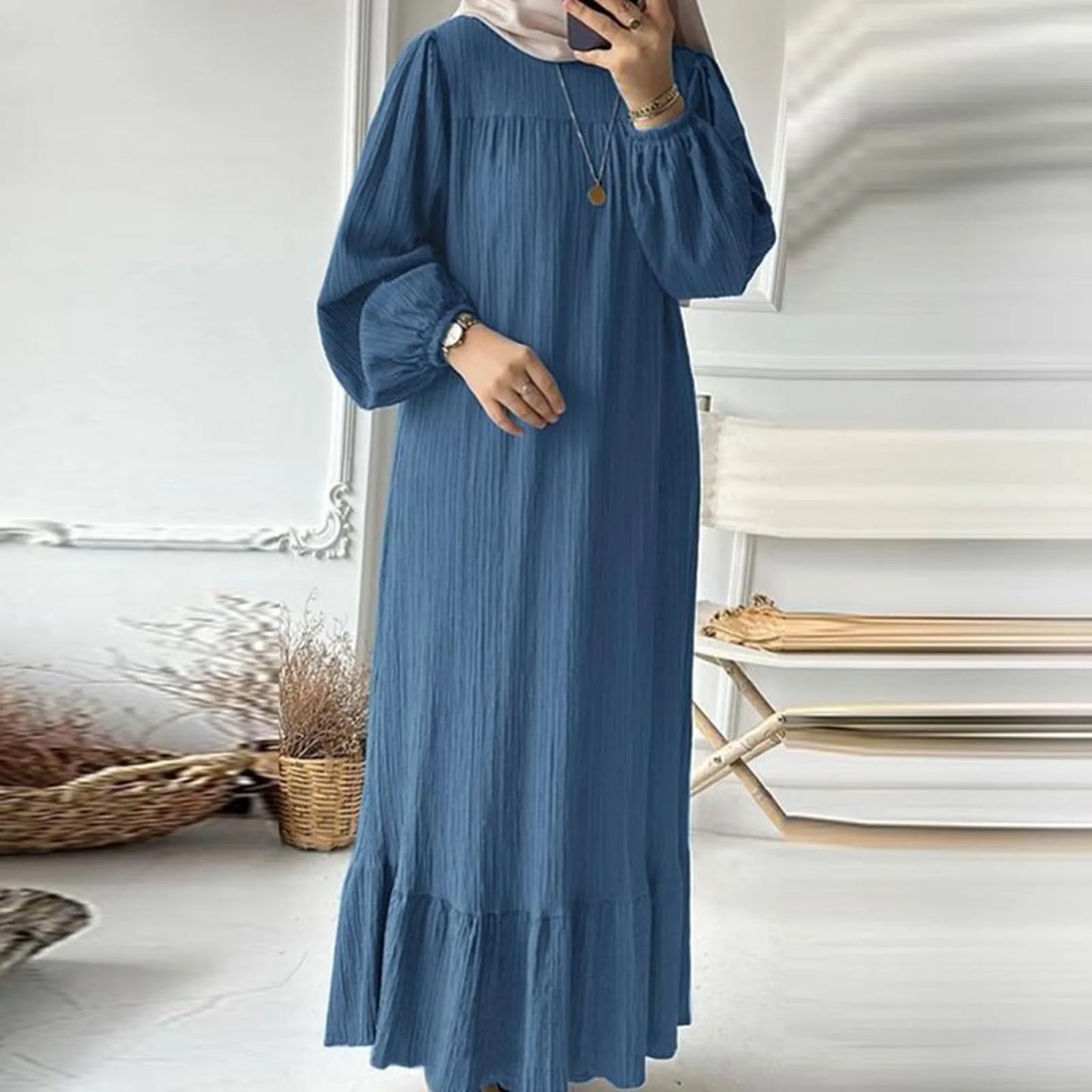 Genzi Long Sleeve Oversized Kaftan Dress