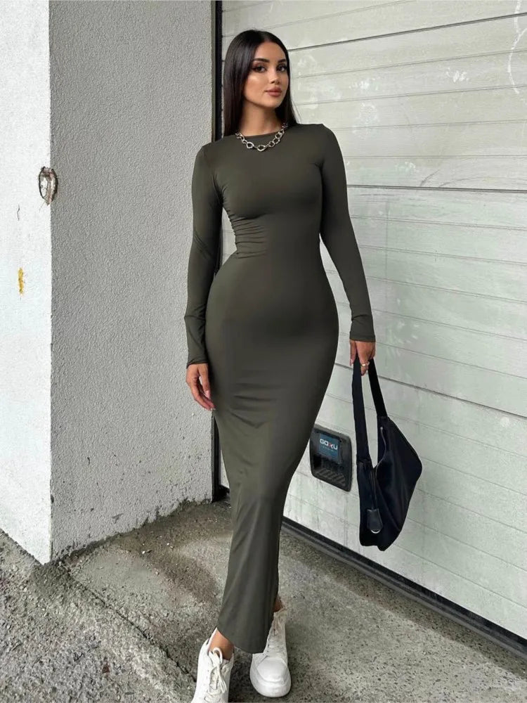 Genzi Sculpted Long Sleeve Bodycon Dress