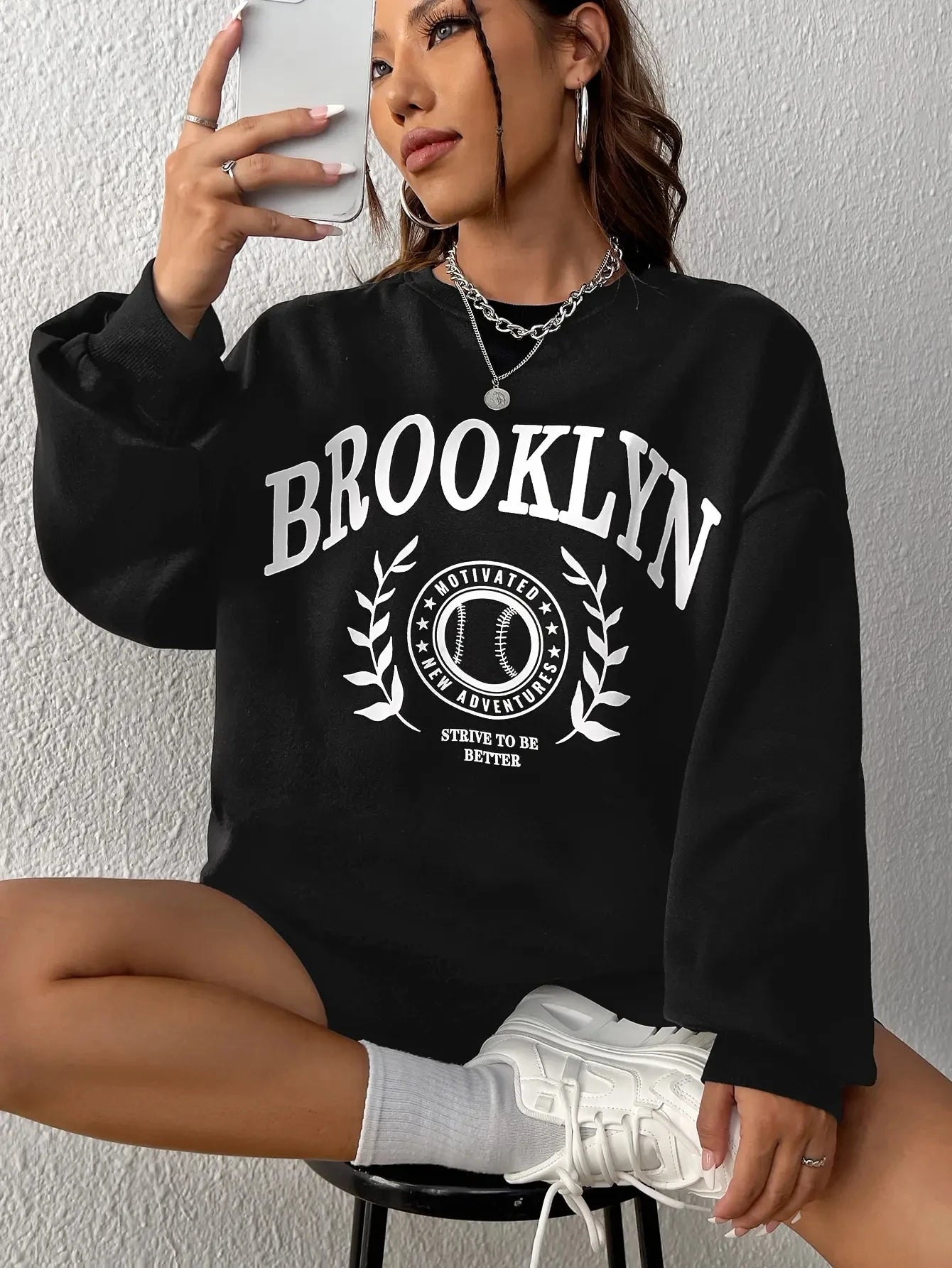 Genzi  Black Brooklyn Print Sweatshirt