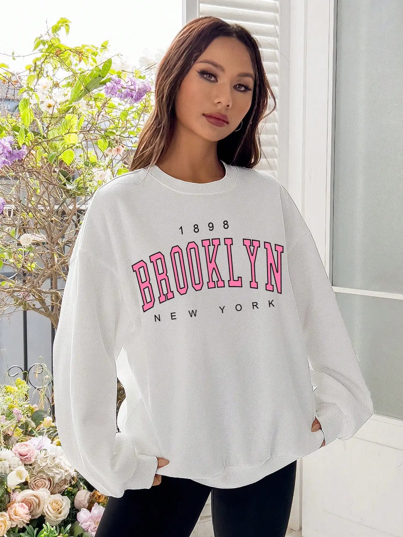 Genzi Pink Brooklyn Print Sweatshirt