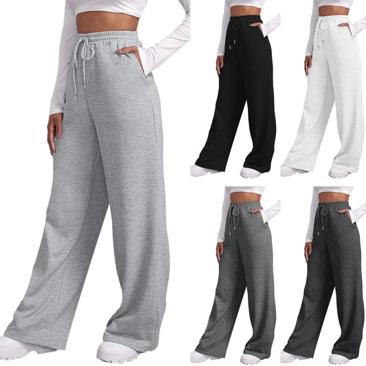 Genzi Wide Straight Leg Fleece Lined Joggers