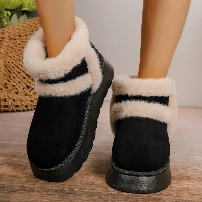 Genzi Round Toe Faux Fur Ankle Boots