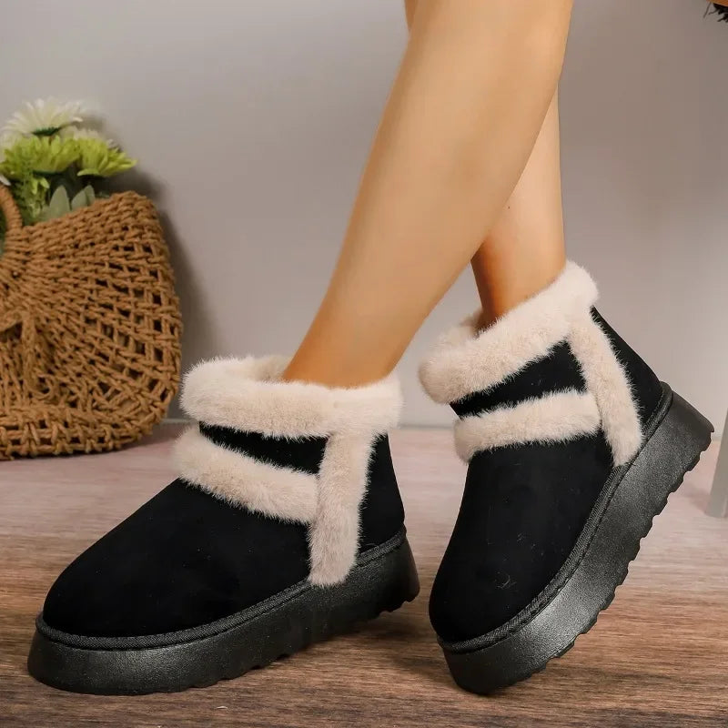 Genzi Round Toe Faux Fur Ankle Boots