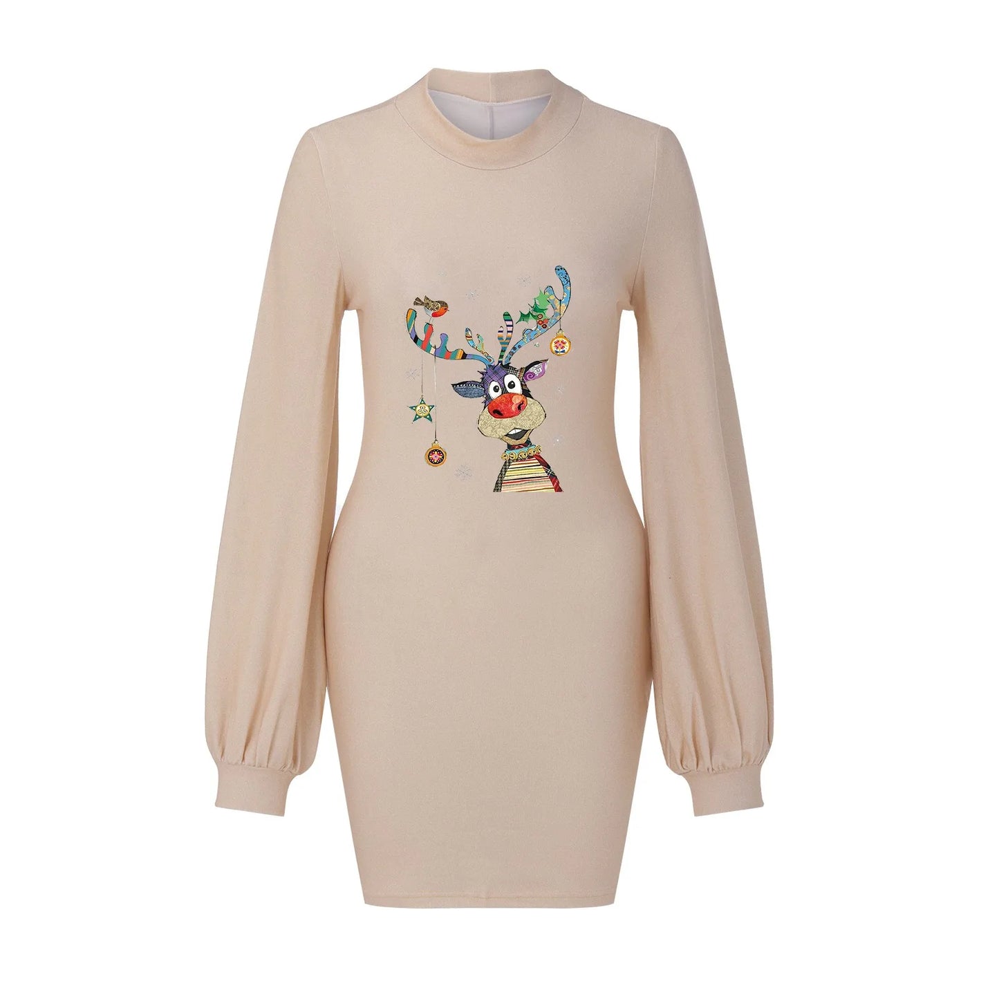 Genzi Long Sleeve Christmas Print Dress