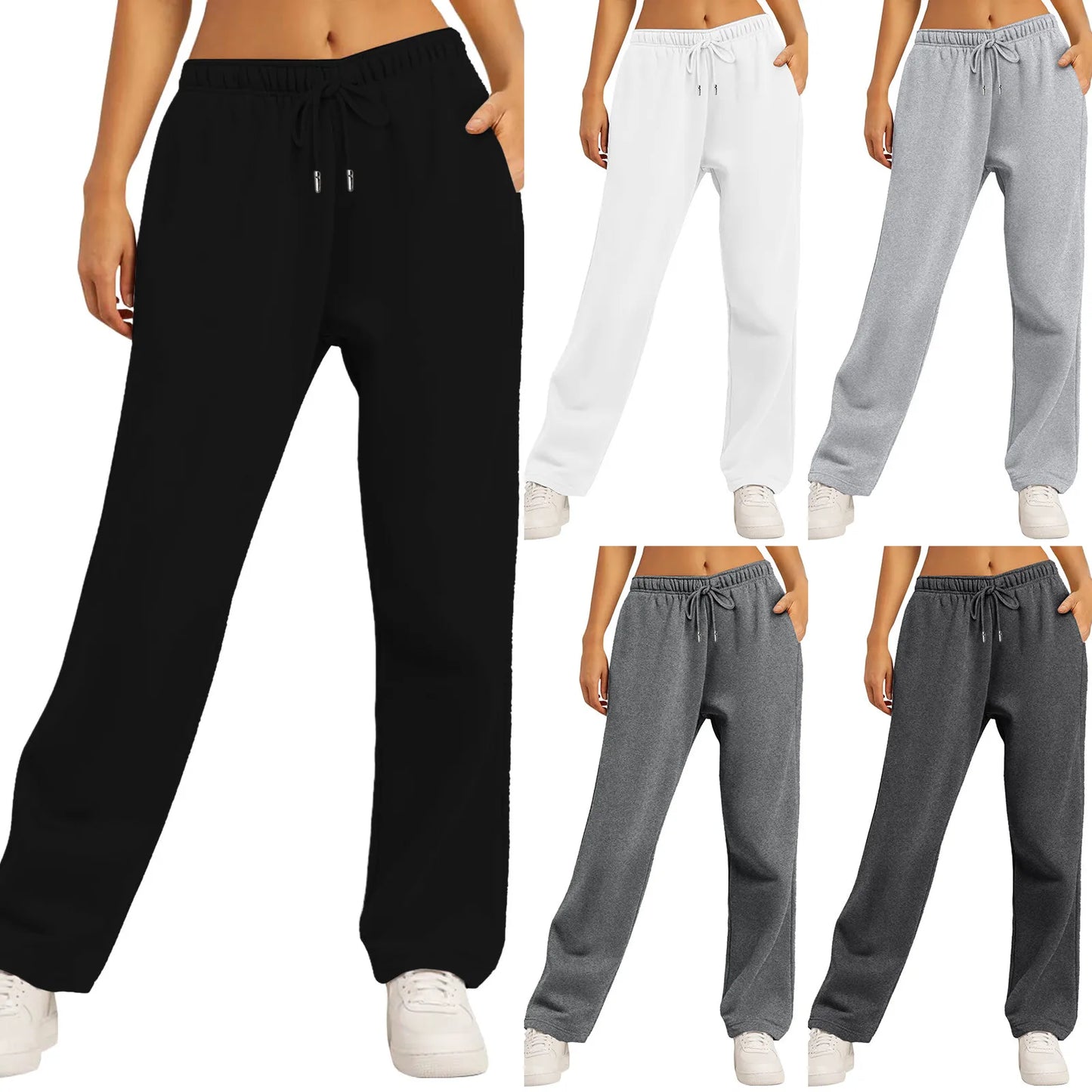 Genzi Wide Straight Leg Fleece Lined Joggers