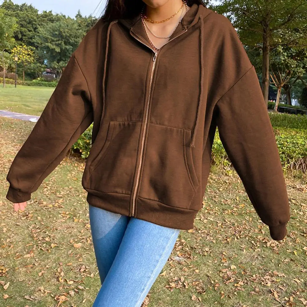 Genzi Oversize Zip Up Front Hoodie