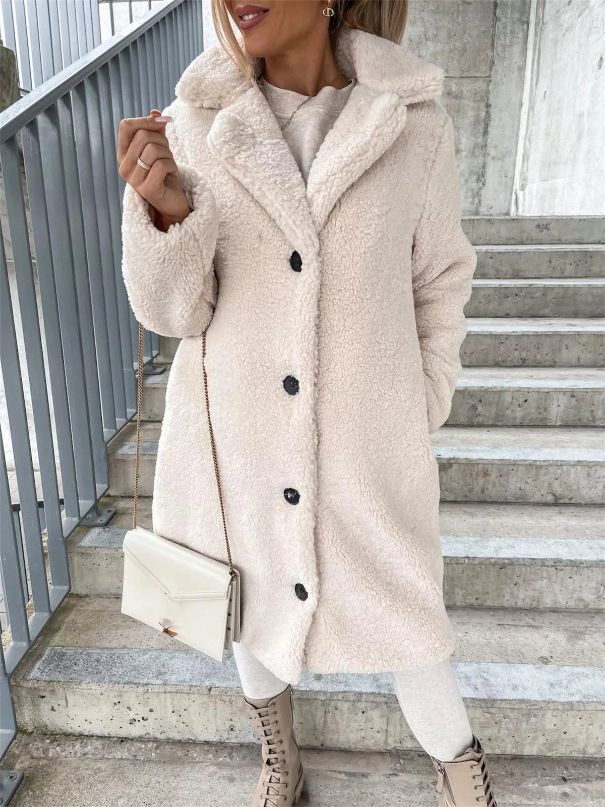 GENZI OVERSIZE TEDDY FAUX FUR COAT