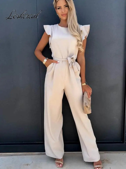 Short Sleeve Wide Leg Jumpsuit