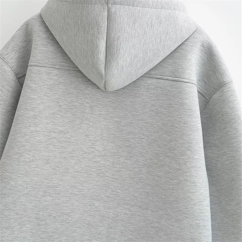 Zipper Hoodie Double Pockets Oversize Sweatshirts Outerwear