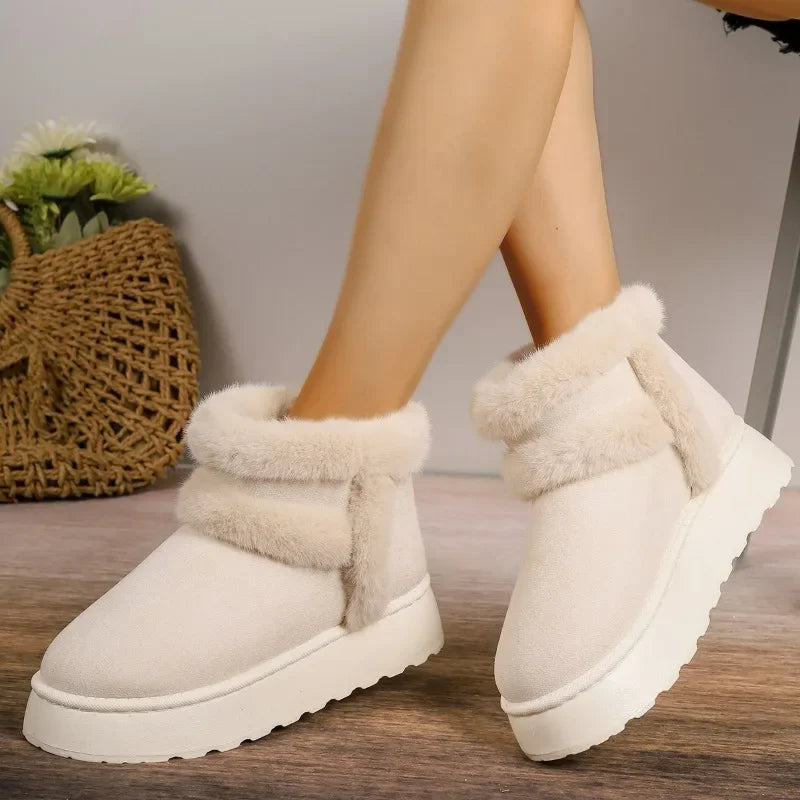 Genzi Round Toe Faux Fur Ankle Boots