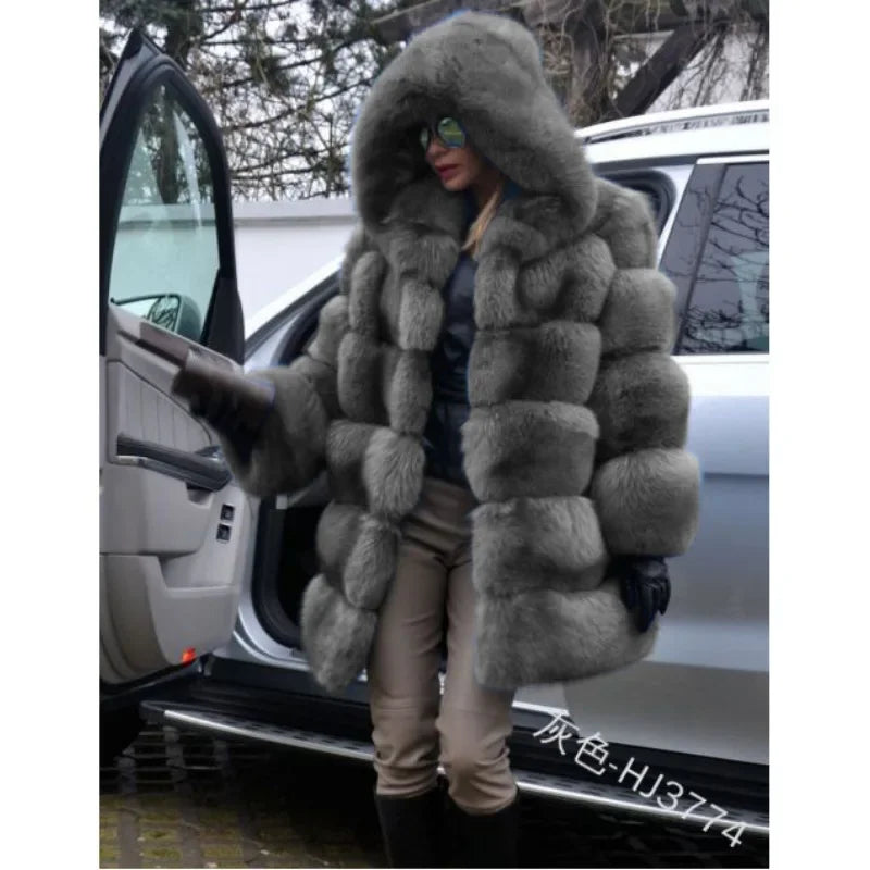 Genzi Fox Fur Hooded Coat