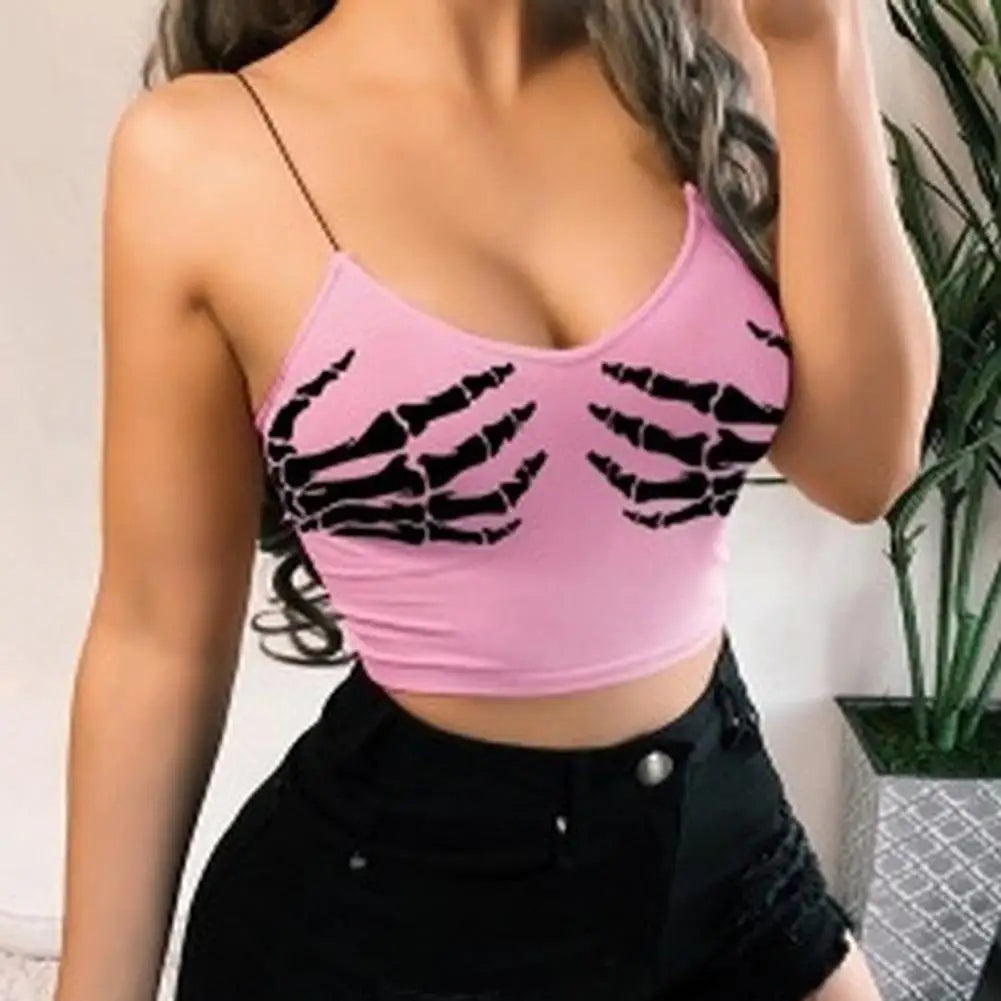 Genzi Hand Print Strap Crop Top