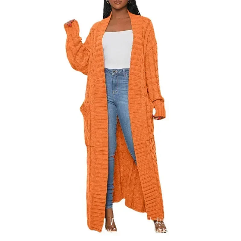 Long Cable Knit Oversize Cardigan