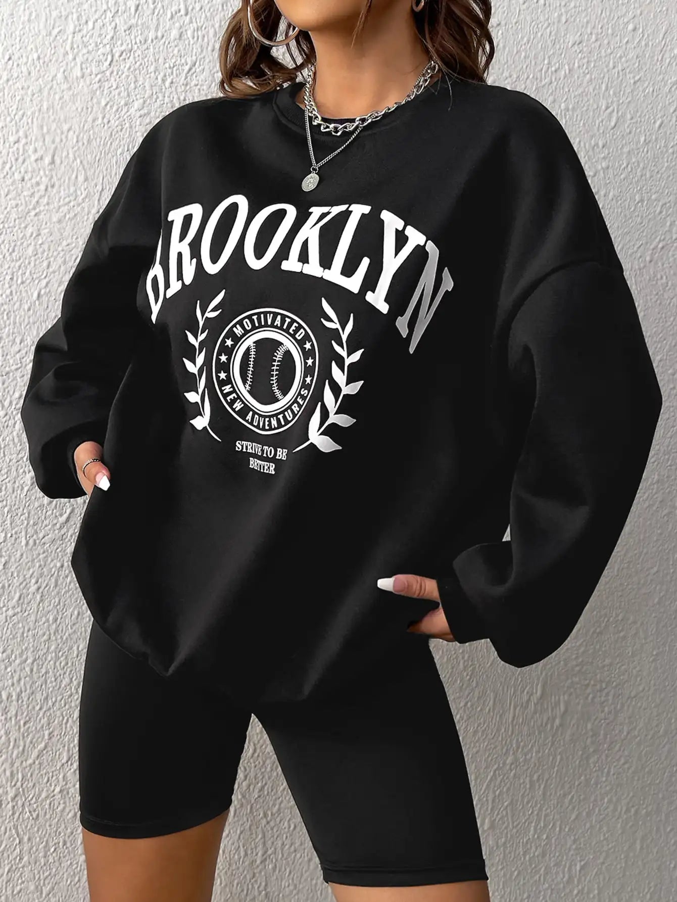 Genzi  Black Brooklyn Print Sweatshirt