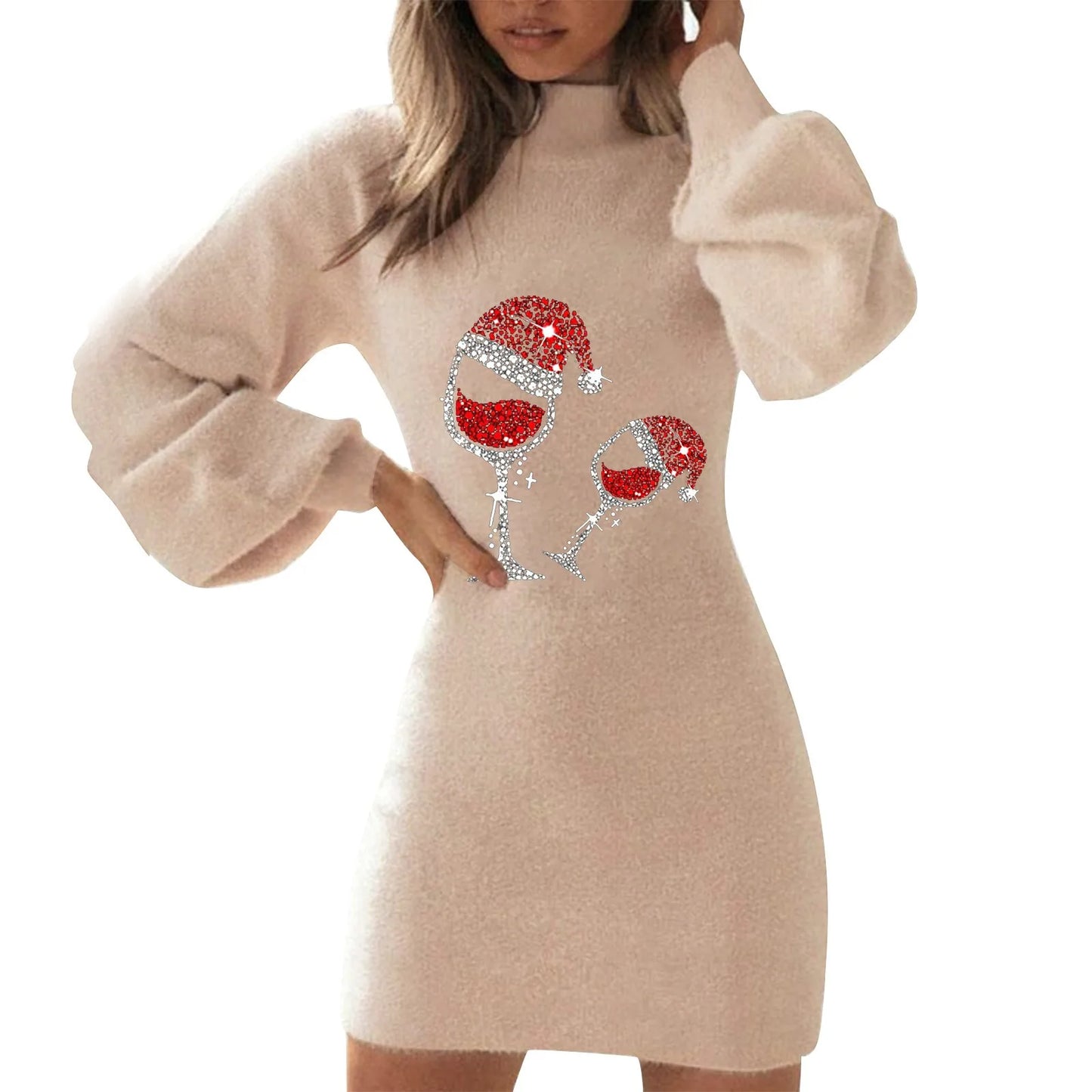 Genzi Long Sleeve Christmas Print Dress