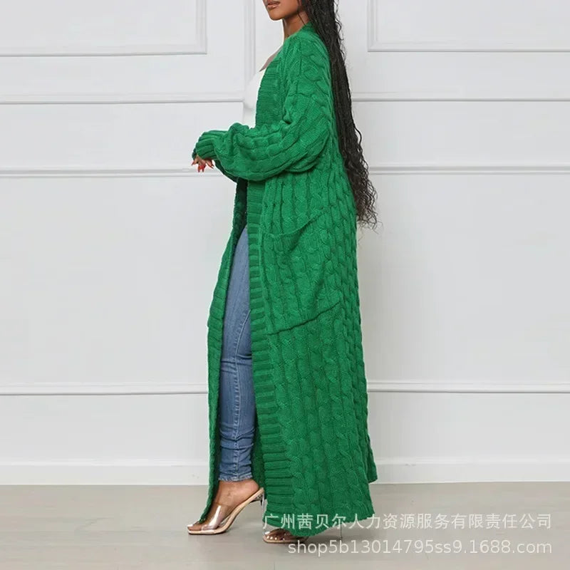 Long Cable Knit Oversize Cardigan